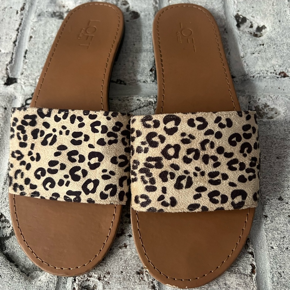 LOFT Animal Print Slide Sandals